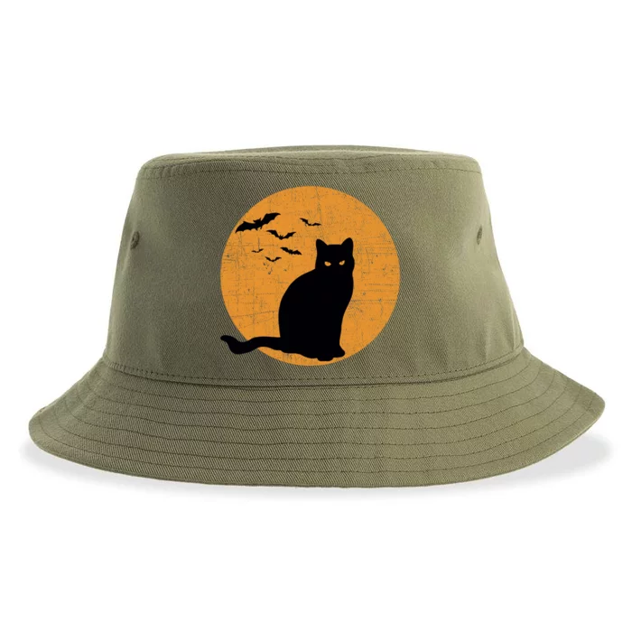 Black Cat Halloween Moon Sustainable Bucket Hat