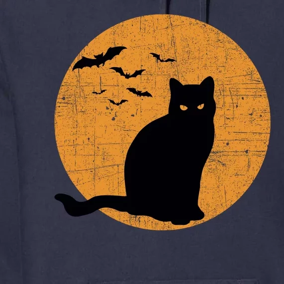 Black Cat Halloween Moon Premium Hoodie