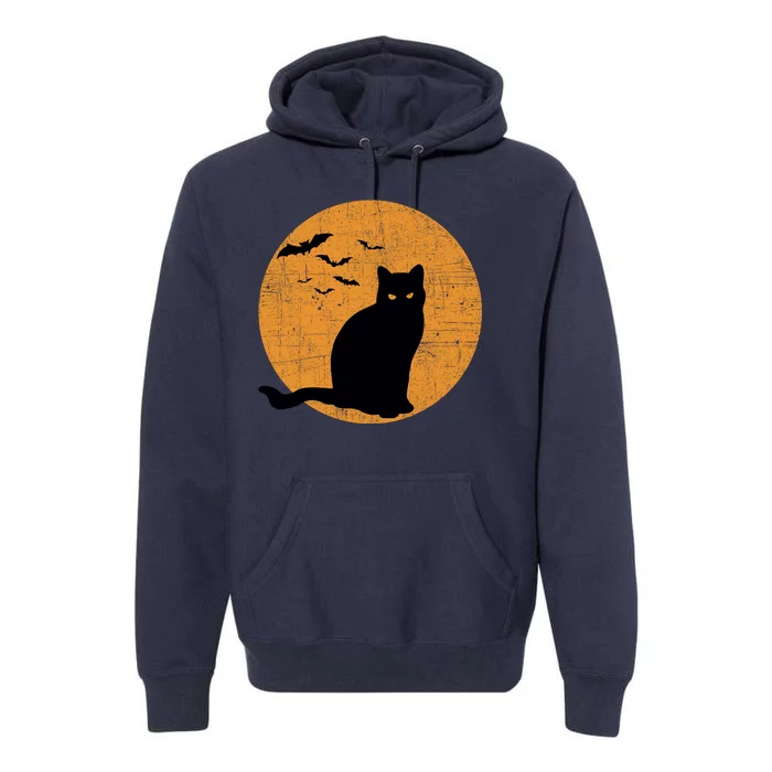 Black Cat Halloween Moon Premium Hoodie