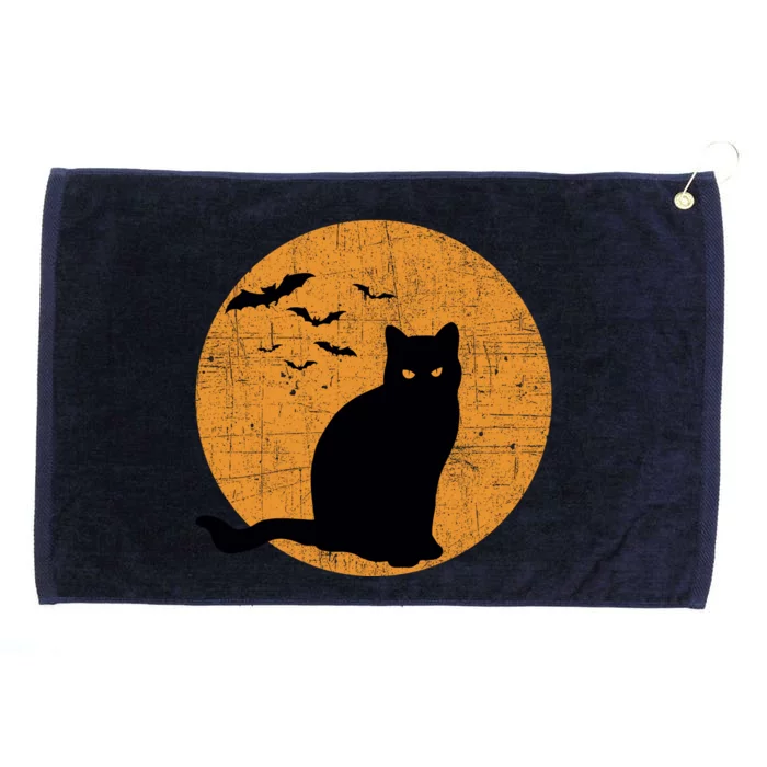 Black Cat Halloween Moon Grommeted Golf Towel