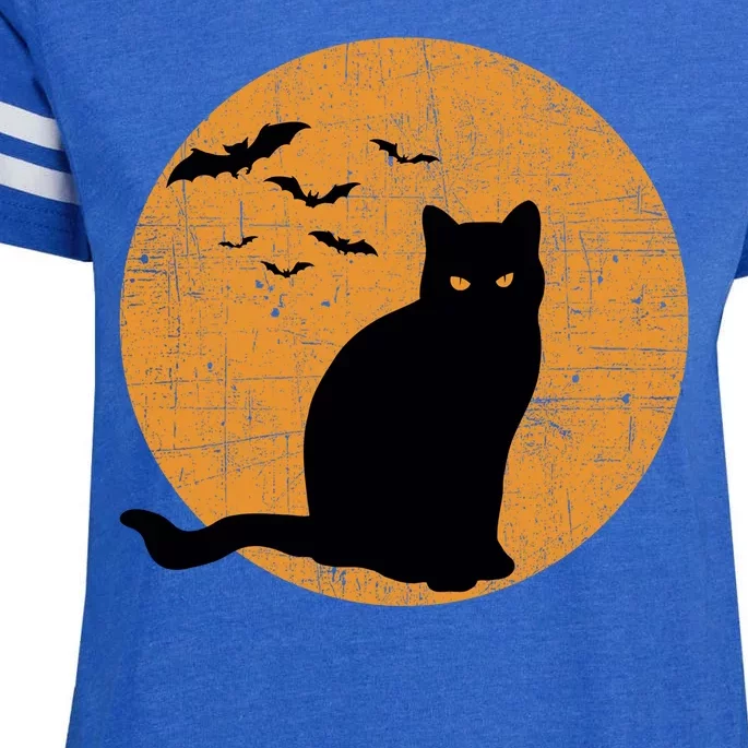 Black Cat Halloween Moon Enza Ladies Jersey Football T-Shirt