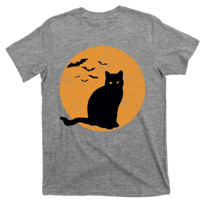 Black Cat Halloween Moon T-Shirt