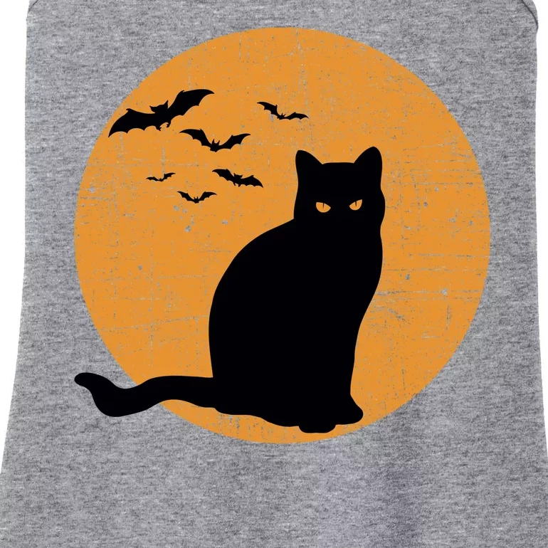 Black Cat Halloween Moon Ladies Essential Tank