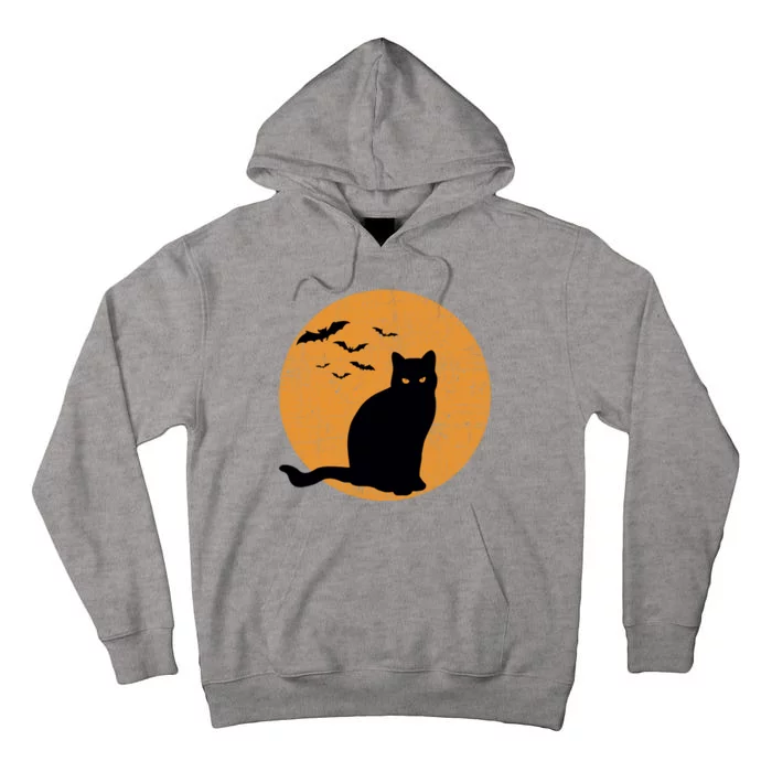 Black Cat Halloween Moon Tall Hoodie