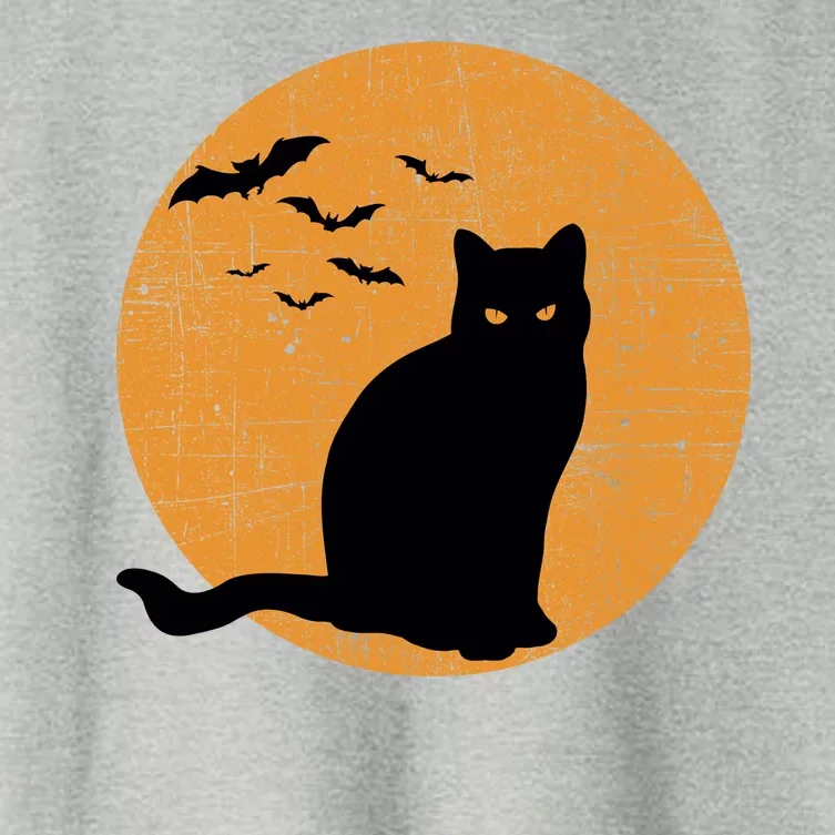 Black Cat Halloween Moon Women's Crop Top Tee