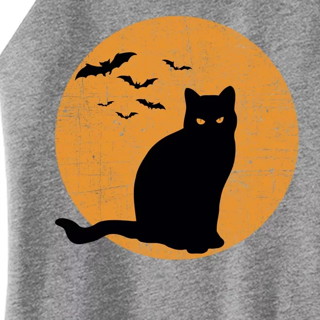 Black Cat Halloween Moon Women’s Perfect Tri Rocker Tank