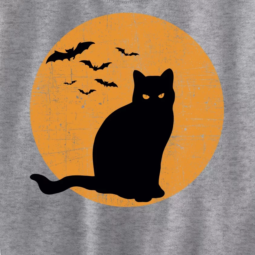 Black Cat Halloween Moon Kids Sweatshirt