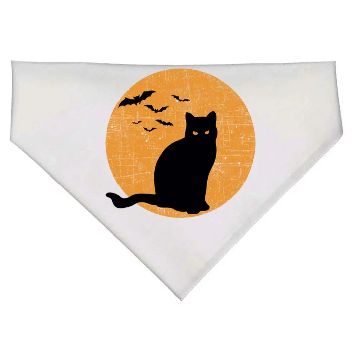 Black Cat Halloween Moon USA-Made Doggie Bandana