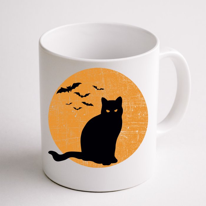 Black Cat Halloween Moon Front & Back Coffee Mug