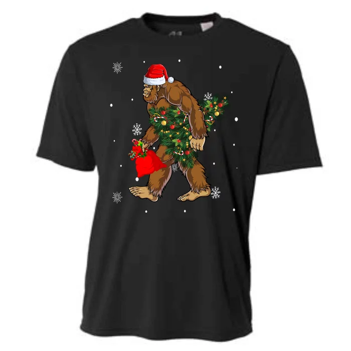 Bigfoot Christmas Holiday Festive Cooling Performance Crew T-Shirt