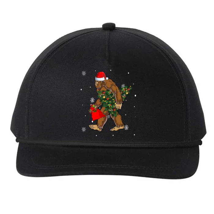 Bigfoot Christmas Holiday Festive Snapback Five-Panel Rope Hat