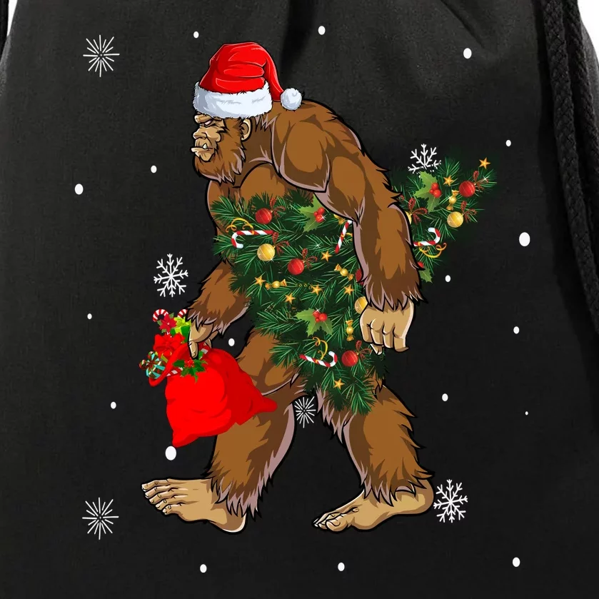 Bigfoot Christmas Holiday Festive Drawstring Bag