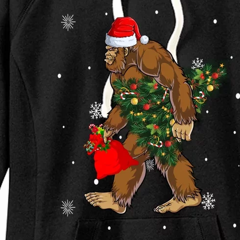 Bigfoot Christmas Holiday Festive Women's Fleece Hoodie