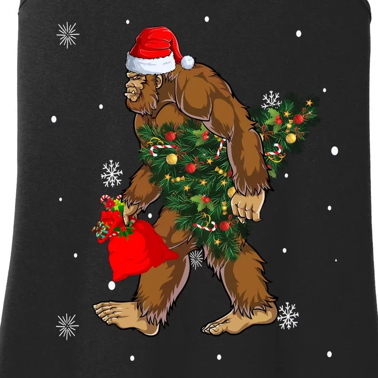 Bigfoot Christmas Holiday Festive Ladies Essential Tank