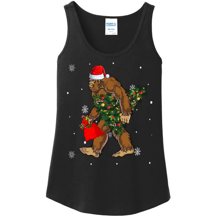 Bigfoot Christmas Holiday Festive Ladies Essential Tank