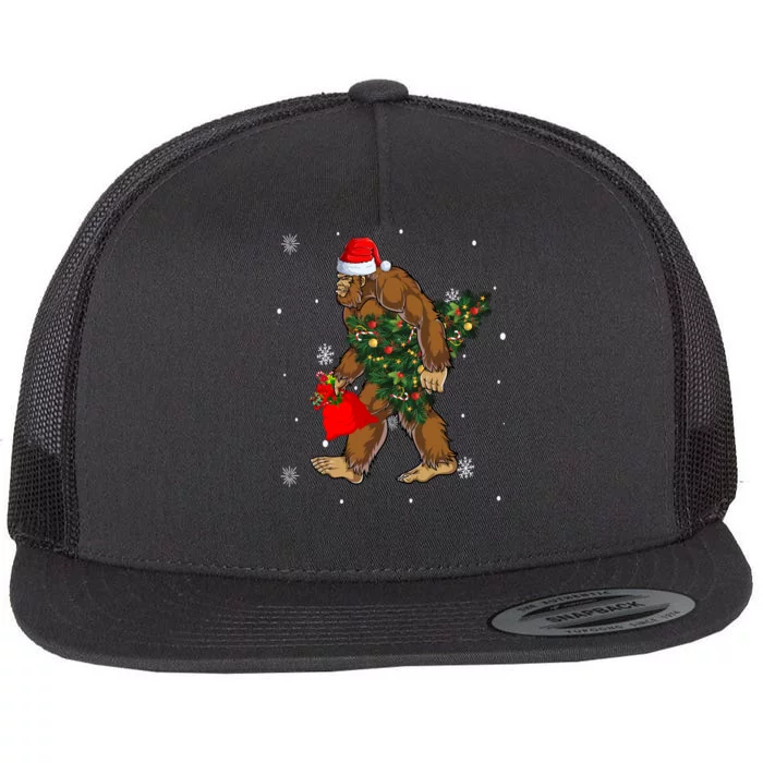 Bigfoot Christmas Holiday Festive Flat Bill Trucker Hat