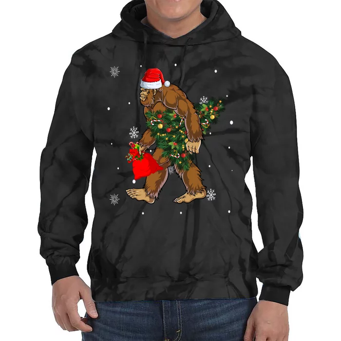 Bigfoot Christmas Holiday Festive Tie Dye Hoodie