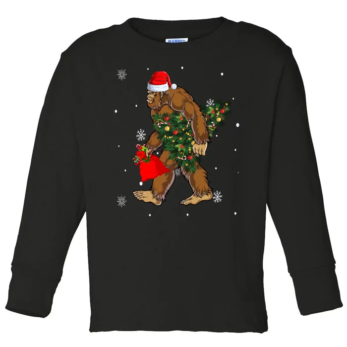 Bigfoot Christmas Holiday Festive Toddler Long Sleeve Shirt