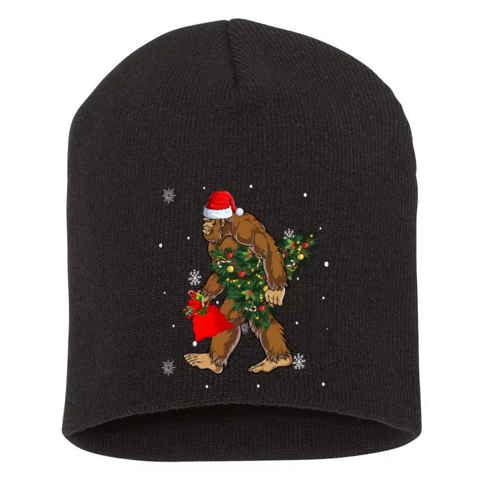 Bigfoot Christmas Holiday Festive Short Acrylic Beanie