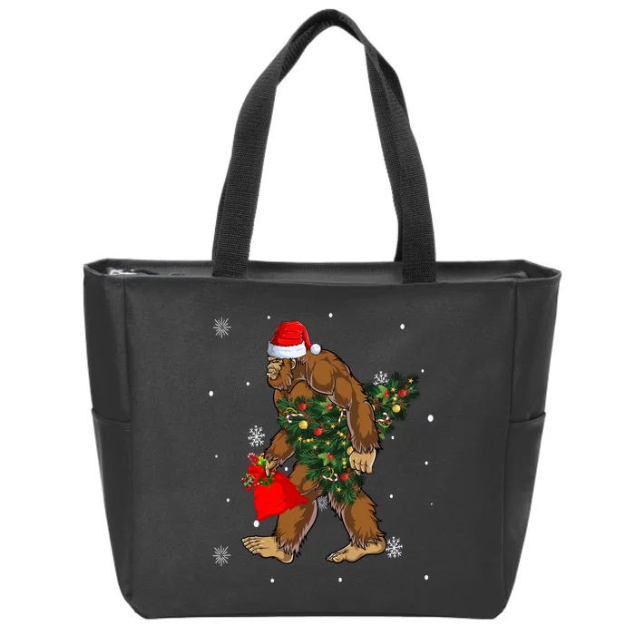 Bigfoot Christmas Holiday Festive Zip Tote Bag