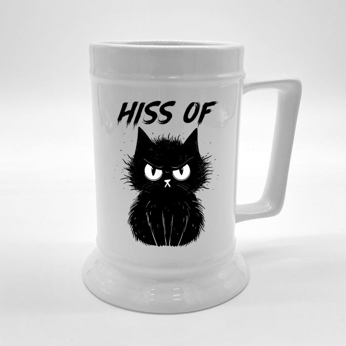 Black Cat Hiss Off For Men Women Meow Cat Gifts Front & Back Beer Stein