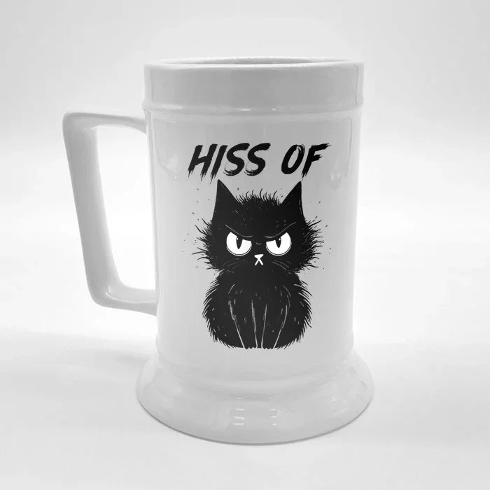 Black Cat Hiss Off For Men Women Meow Cat Gifts Front & Back Beer Stein