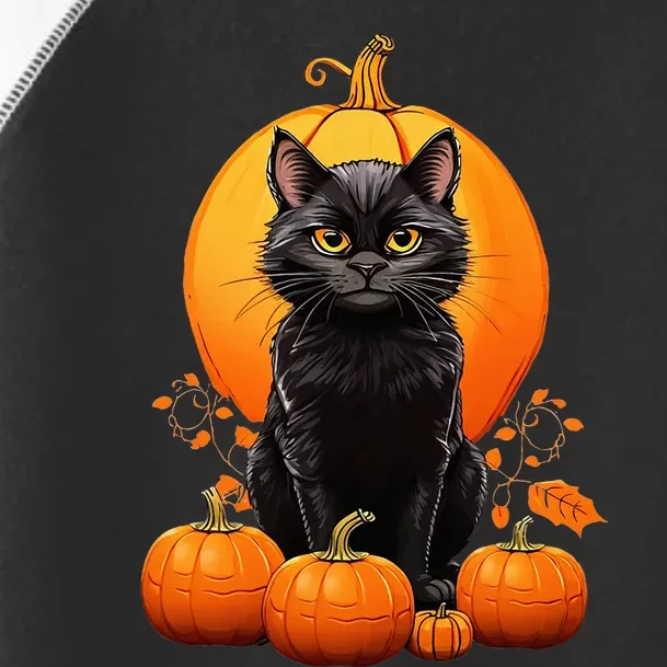 Black Cat Halloween Pumpkin Costume Toddler Fine Jersey T-Shirt