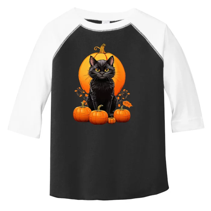 Black Cat Halloween Pumpkin Costume Toddler Fine Jersey T-Shirt