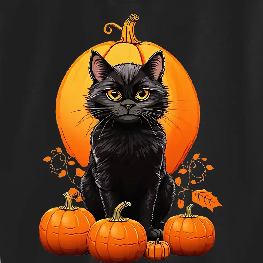 Black Cat Halloween Pumpkin Costume Kids Sweatshirt