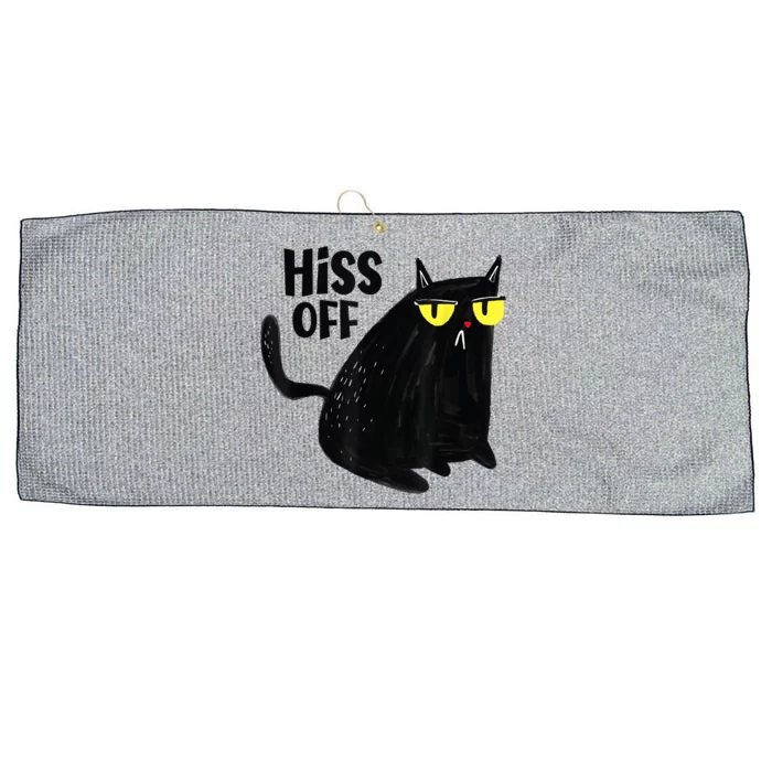 Black Cat Hiss Off Meow Cat Gifts Large Microfiber Waffle Golf Towel