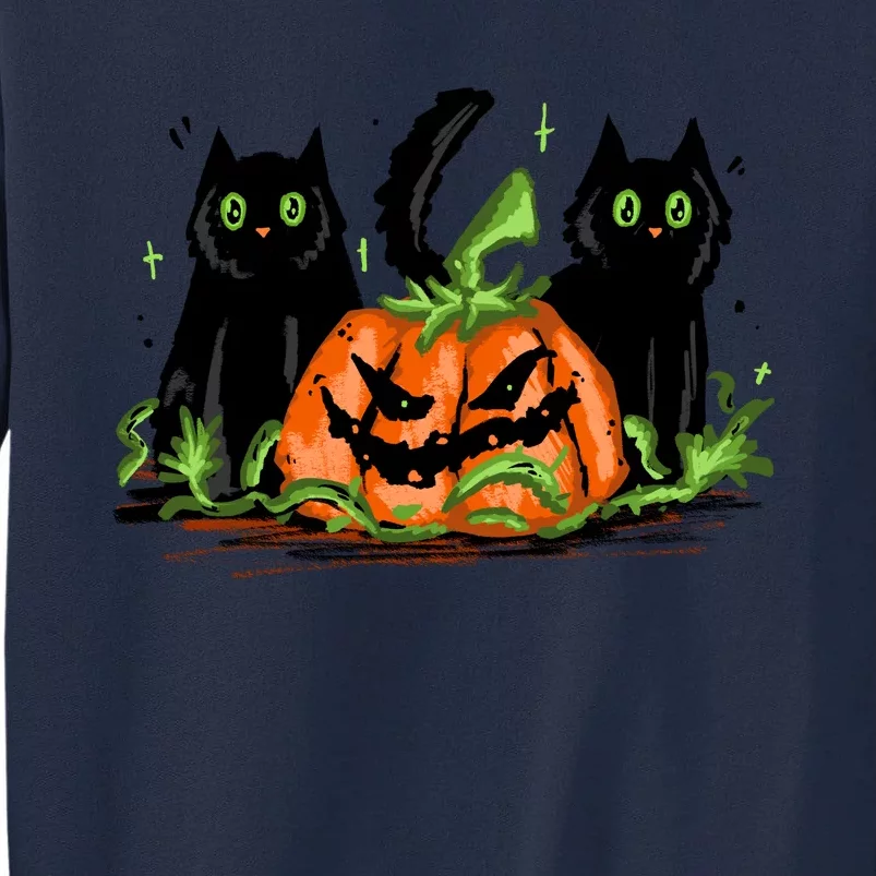 Black Cat Halloween Cute Pumpkin Tall Sweatshirt