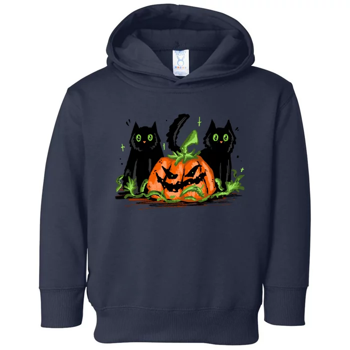 Black Cat Halloween Cute Pumpkin Toddler Hoodie