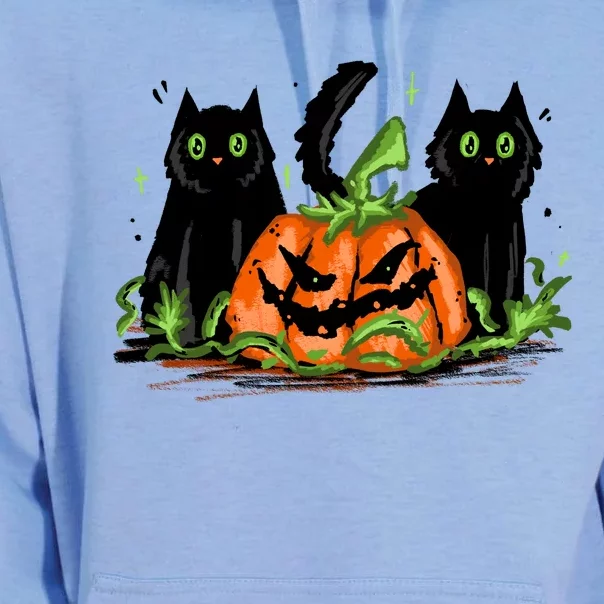 Black Cat Halloween Cute Pumpkin Unisex Surf Hoodie