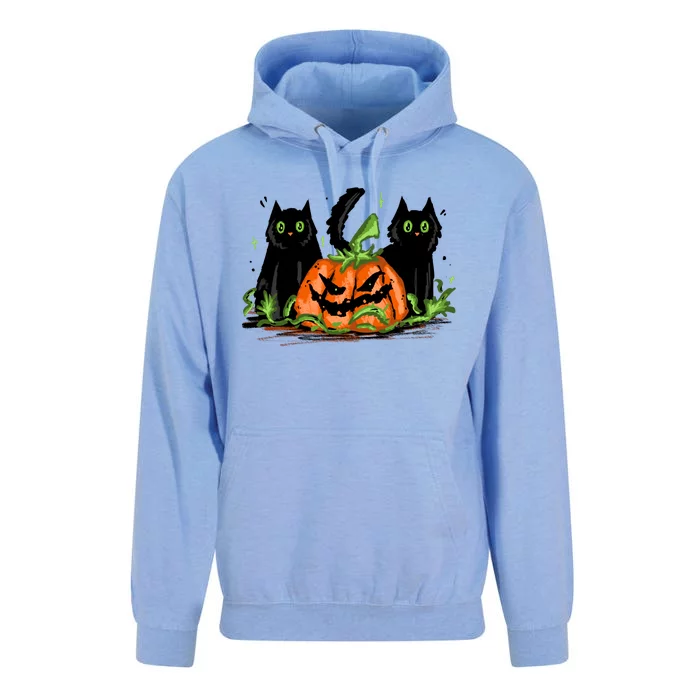 Black Cat Halloween Cute Pumpkin Unisex Surf Hoodie