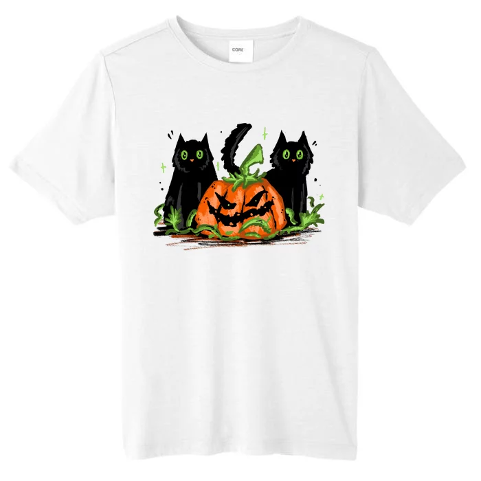 Black Cat Halloween Cute Pumpkin ChromaSoft Performance T-Shirt