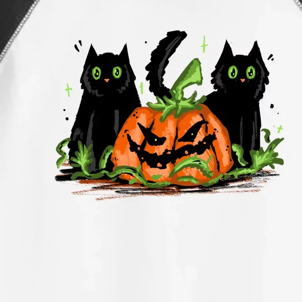 Black Cat Halloween Cute Pumpkin Toddler Fine Jersey T-Shirt