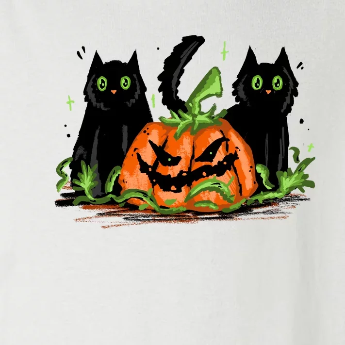 Black Cat Halloween Cute Pumpkin Toddler Long Sleeve Shirt