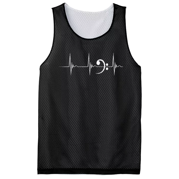 Bass Clef Heartbeat EKG Pulse Bass Guitarist Musicians Mesh Reversible Basketball Jersey Tank