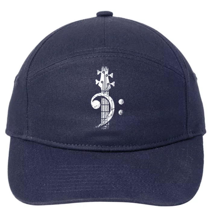 Bass Cleff Headstock Bass Guitar 7-Panel Snapback Hat