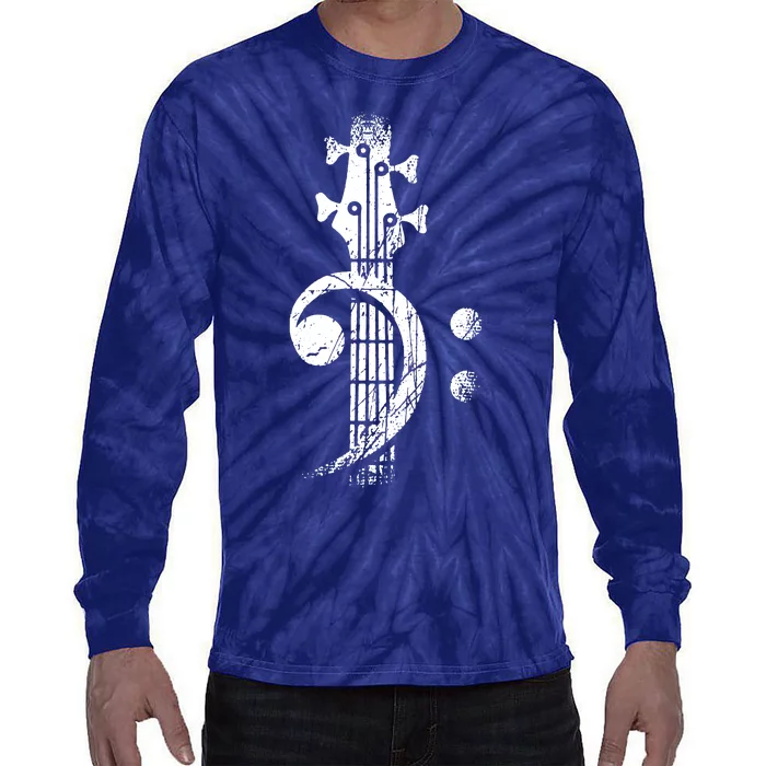 Bass Cleff Headstock Bass Guitar Tie-Dye Long Sleeve Shirt