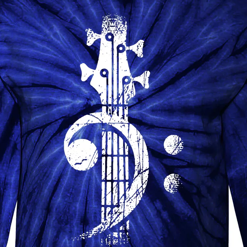 Bass Cleff Headstock Bass Guitar Tie-Dye Long Sleeve Shirt