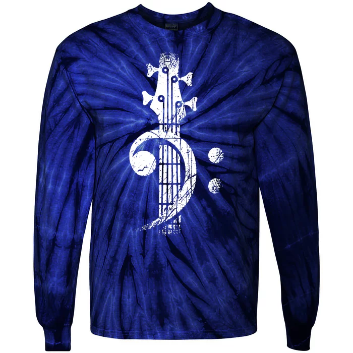 Bass Cleff Headstock Bass Guitar Tie-Dye Long Sleeve Shirt