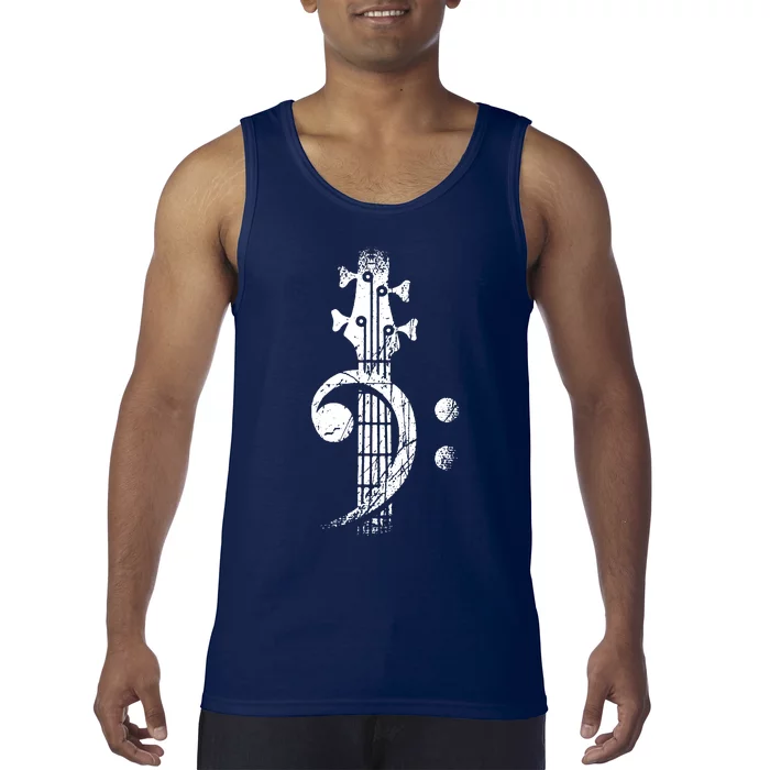 Bass Cleff Headstock Bass Guitar Tank Top