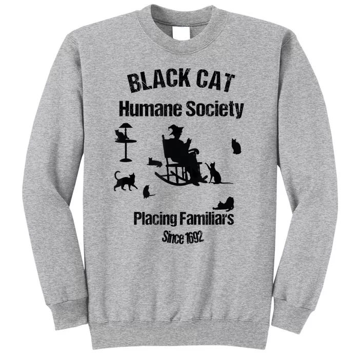 Black Cat Humane Society Funny Witch Halloween Tall Sweatshirt