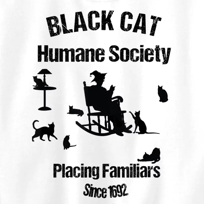 Black Cat Humane Society Funny Witch Halloween Kids Sweatshirt