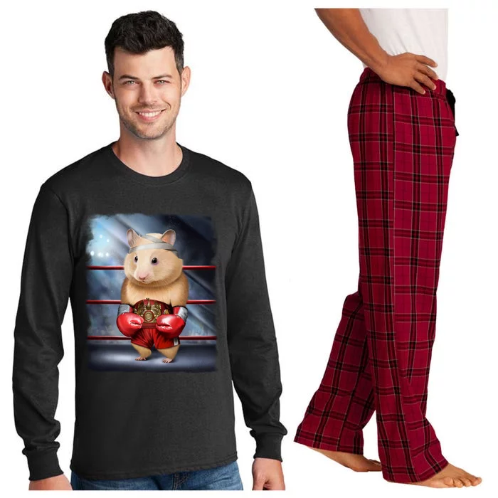 Boxing Champion Hamster Fighter Gift Long Sleeve Pajama Set