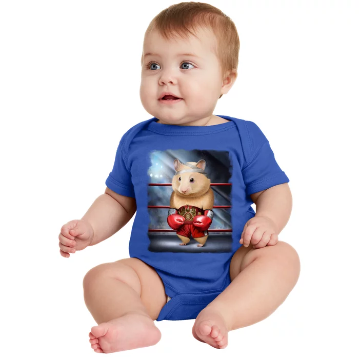 Boxing Champion Hamster Fighter Gift Baby Bodysuit