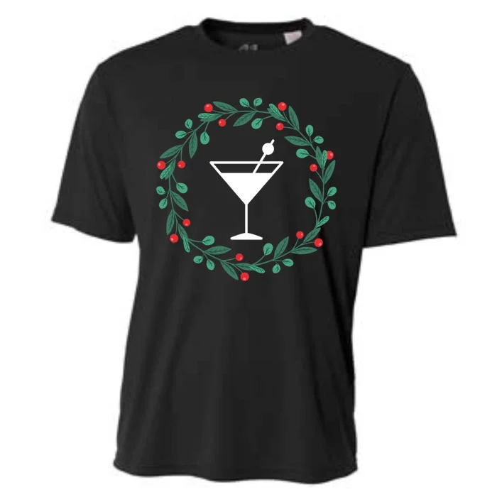 Bartender Christmas Holidays Xmas Martini Cocktail Booze Gift Cooling Performance Crew T-Shirt