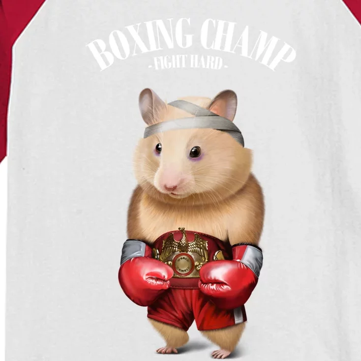 Boxing Champion Hamster Fighter Funny Gift Kids Colorblock Raglan Jersey