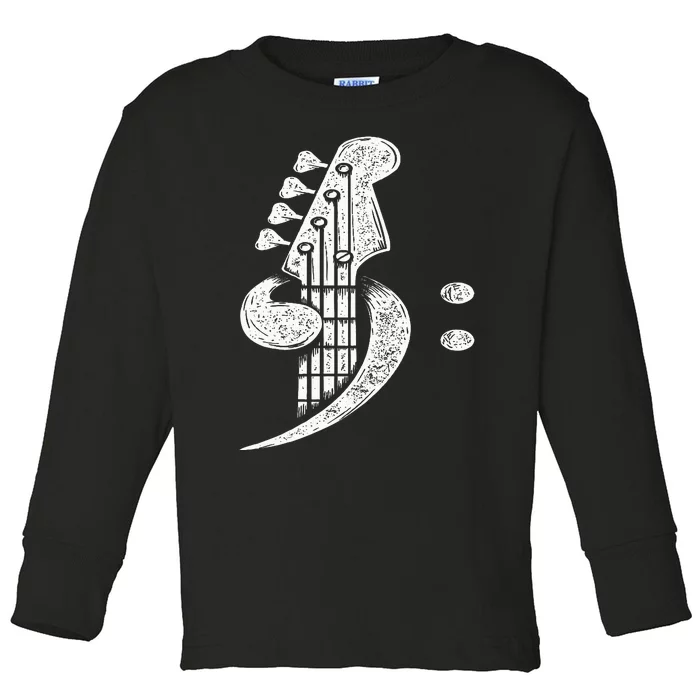 Bass Cleff Headstock Bassist Bass Guitar Musician Music Toddler Long Sleeve Shirt